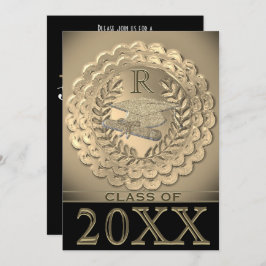 Convites Graduação Metálica Dourada Faux