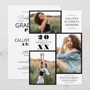 Convites Graduação Mínima Moderna de Graduação de Foto Bran