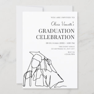 Convites Graduação minimalista em arte de linha