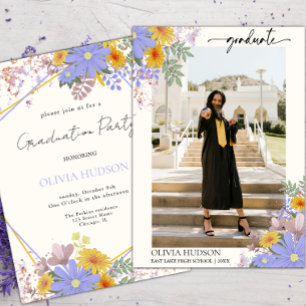 Convites graduação moderna de aquarela floral