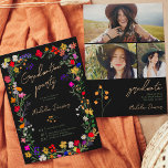 Convites Graduação moderna de flores silvestres brilhantes<br><div class="desc">Adicione um toque de elegância boêmica à sua festa de formatura com o nosso moderno Chic Boho Bright, flores selvagens coloridas Convite à escuridão. Apresentando flores botânicas de matizes cor-de-rosa, vermelha, verde e roxa inspiradas em flores silvestres e jardins rústicos de aquarelas com um verde sutil e uma tipografia moderna...</div>