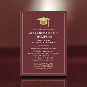 Convites Graduação Moderna Dourada e Minimalista