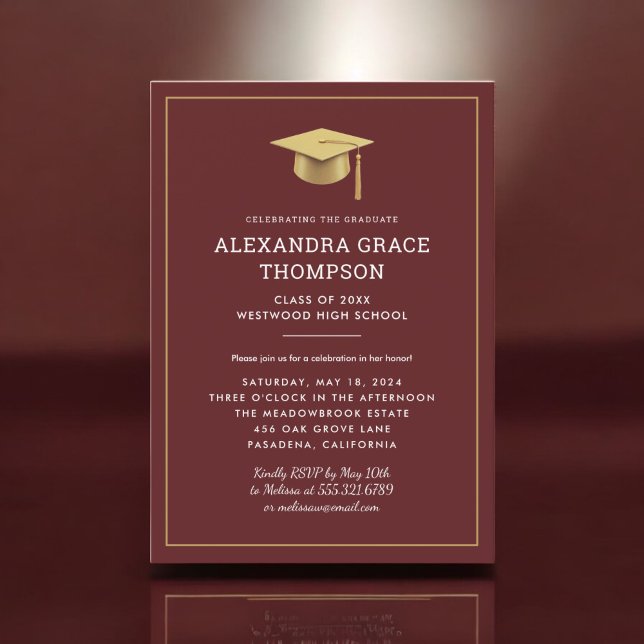 Convites Graduação Moderna Dourada e Minimalista (Criador carregado)