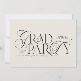 Convites Graduação moderna tipografia elegante preto e bran
