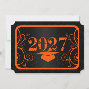 Convites Graduação Moldura Laranja e Preta