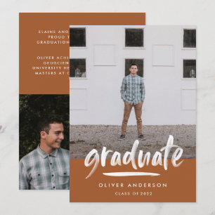 Convites Graduação multifoto de script de terracotta mode