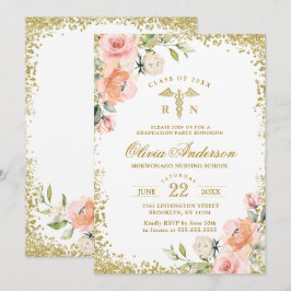 Convites Graduação na Escola de Enfermagem Dourada Floral R
