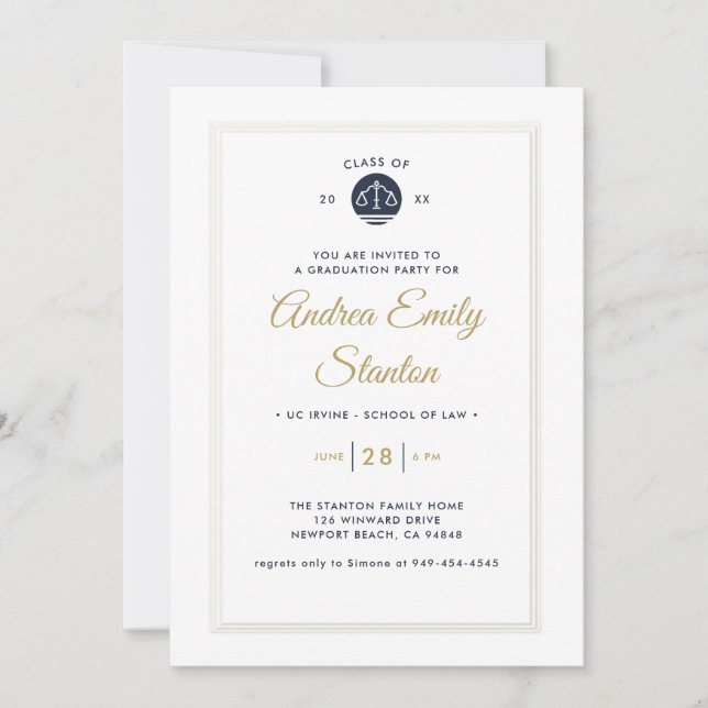 Convites Graduação na Faculdade de Direito Escalas de Marin (Frente)