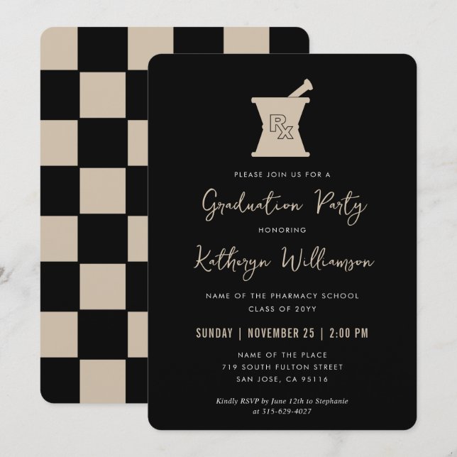 Convites Graduação na Faculdade de Farmácia de PharmD Moder (Frente/Verso)