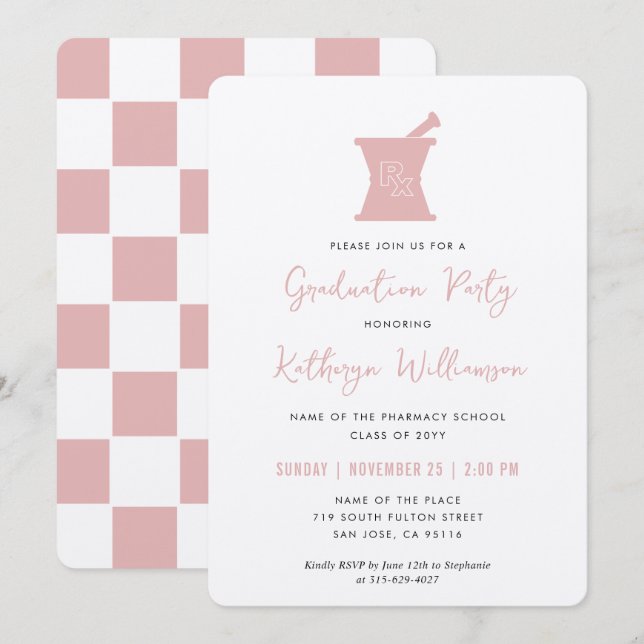 Convites Graduação na Faculdade de Farmácia de PharmD Moder (Frente/Verso)