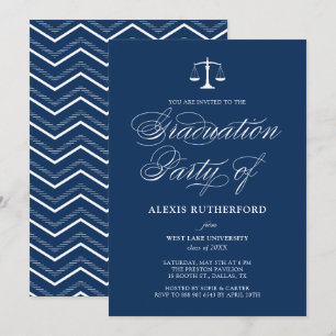 Convites Graduação na Faculdade de Letras Elegantes Azuis