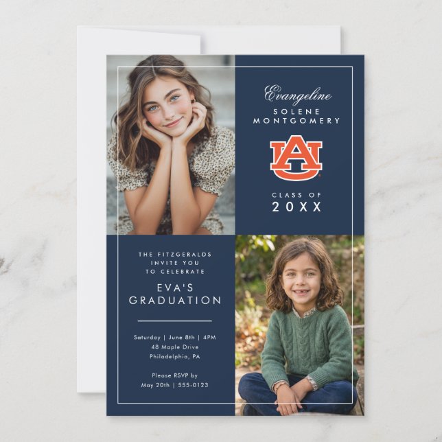 Convites Graduação na Universidade de Auburn (Frente)