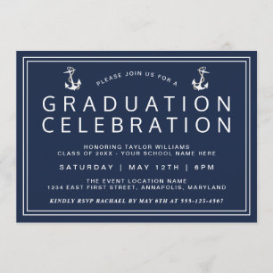 Convites Graduação Náutica Clássica marinho Azul