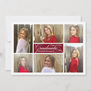 Convites Graduação Personalizada da Burgundy Collage de 6 F