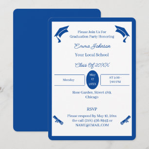 Convites Graduação Personalizada De Azul E Branco Minimalis