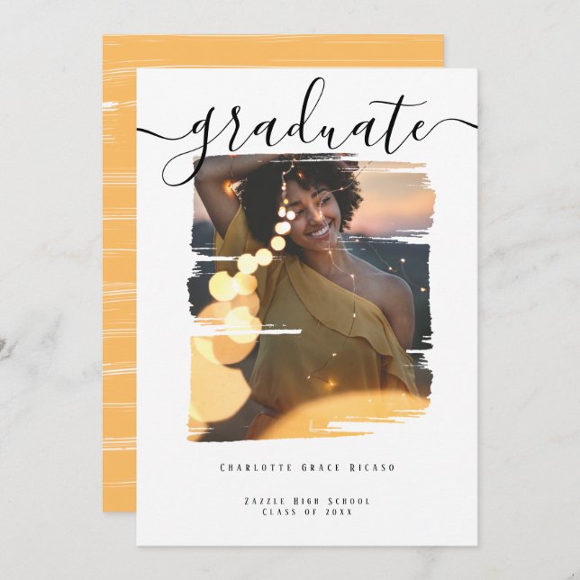 Convites Graduação Personalizada de Foto de Tipografia (Frente/Verso)