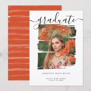 Convites Graduação Personalizada de Foto de Tipografia