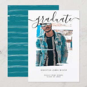 Convites Graduação Personalizada de Foto de Tipografia