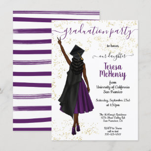 Convites Graduação Personalizada de Raparigas Afro-Americ