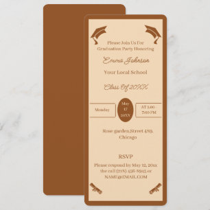 Convites Graduação Personalizada Mínima De Castanho E Beige