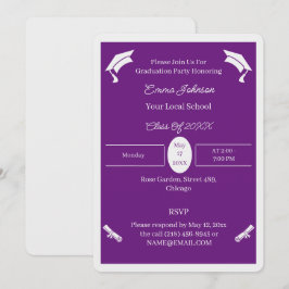 Convites Graduação Personalizada Mínima De Roxo E Branco