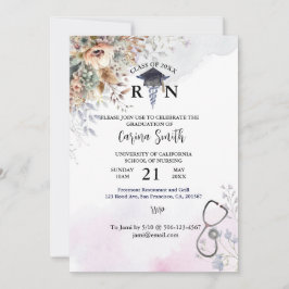 Convites Graduação Personalizada Para Enfermagem Boho Flora