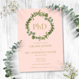 Convites Graduação PhD Graduação Pink Blush Garland