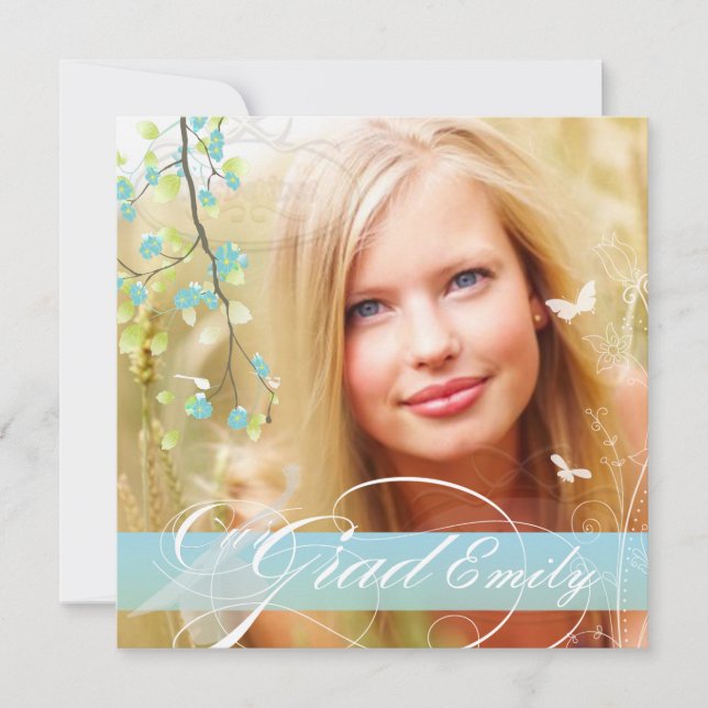 Convites Graduação PixDezines 2015 Foto+di blossoms (Frente)