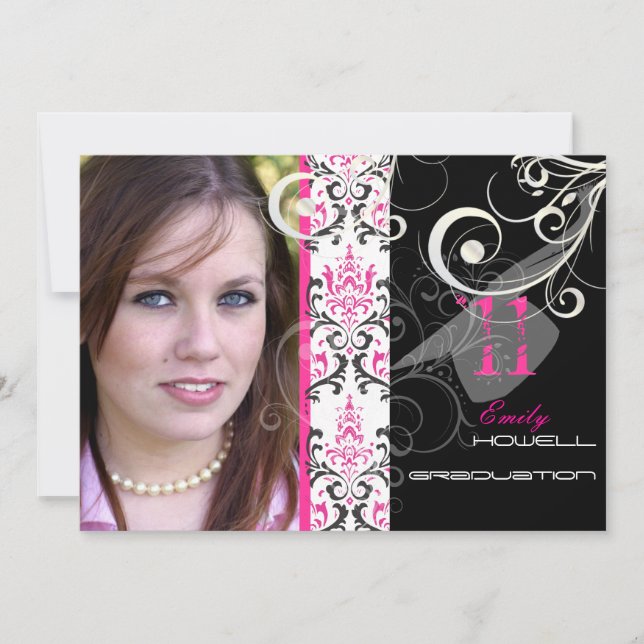 Convites Graduação PixDezines 201x, Rossi Damask (Frente)