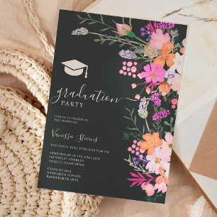 Convites Graduação por primavera de flores silvestres paste