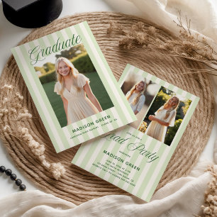 Convites Graduação Preppy com Listras Verdes