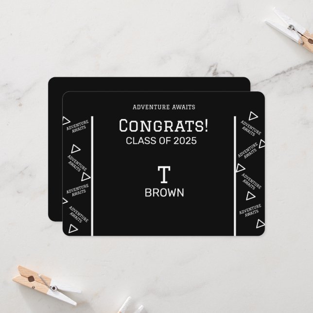 Convites Graduação Preta e Branca Personalizada (Frente/Verso In Situ)