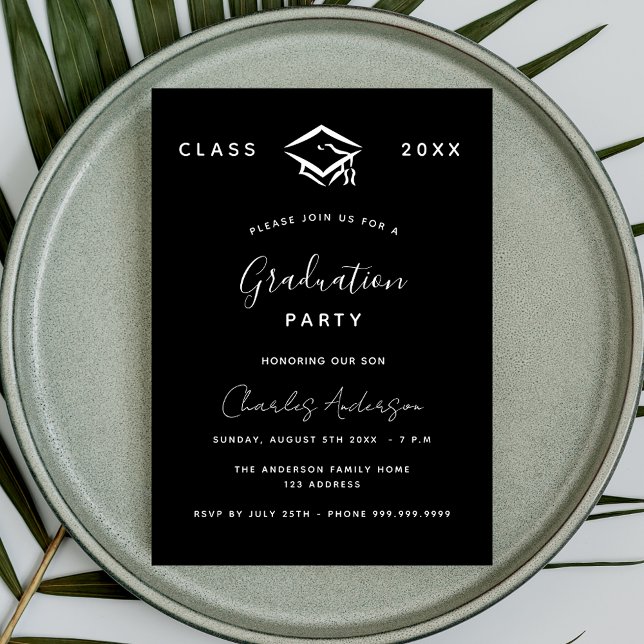 Convites Graduação preto branco simples 2025 (Criador carregado)