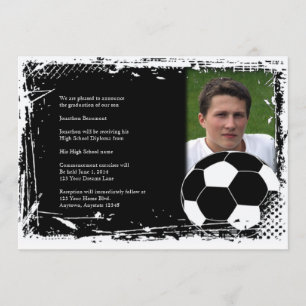 Convites Graduação preto e branco do futebol do Grunge