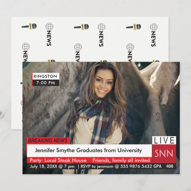 Convites Graduação Quebrando Notícias Fab (Frente/Verso)