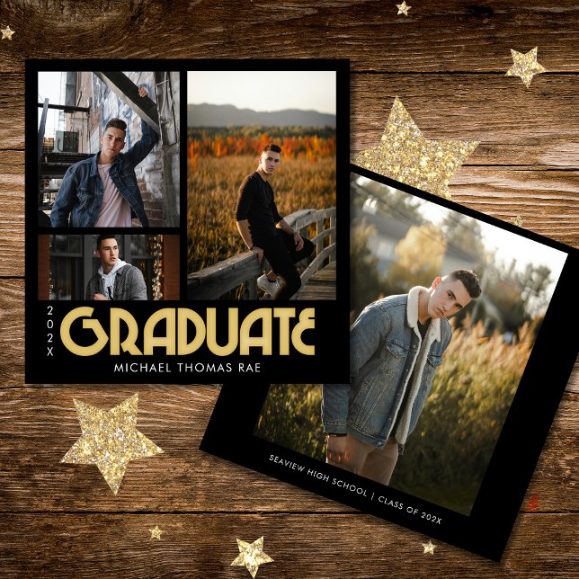 Convites Graduação Retro Multi Foto (Criador carregado)