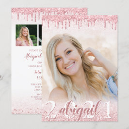 Convites Graduação - Rosa de Dissipação de Brilho Dourada c