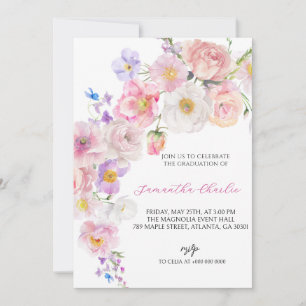 Convites Graduação Rosa de Flor Selvagem