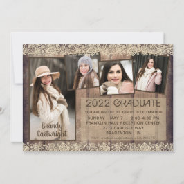 Convites Graduação Rustic Country Wood Lace 5 Foto