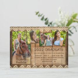 Convites Graduação Rustic Country Wood Lace 5 Foto