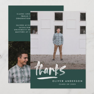 Convites Graduação - script verde - obrigado 3