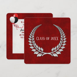 Convites Graduação Silver Laurel em Vermelho