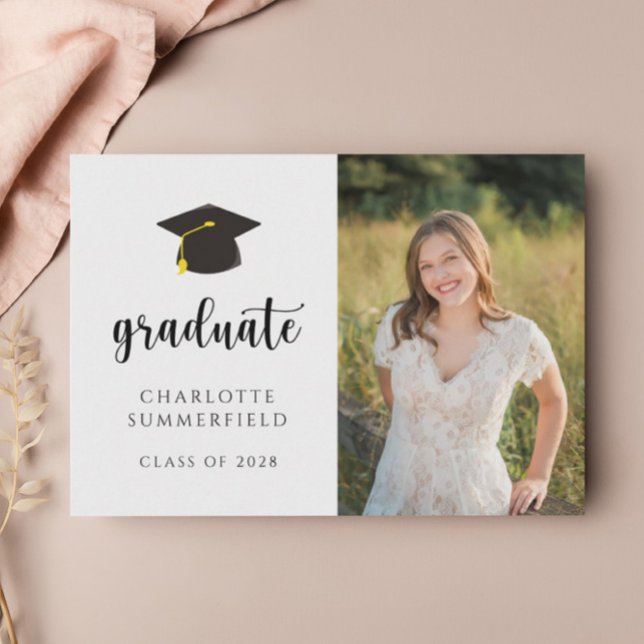 Convites Graduação Simples de Tassel de Boné Dourado Preto (Criador carregado)