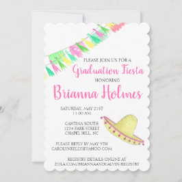 Convites Graduação Tassel Papel Picado Verde Fiesta Rosa
