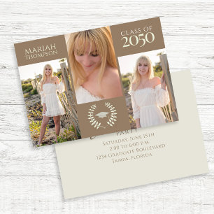 Convites Graduação Três Foto Simples Neutro Criativo