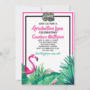 Convites Graduação Tropical Aloha Flamingo Luau 2022