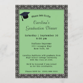 Convites Graduação verde clara do Boné Janto de quadro pret