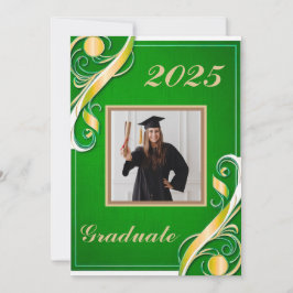 Convites Graduação Verde Dourado Branco