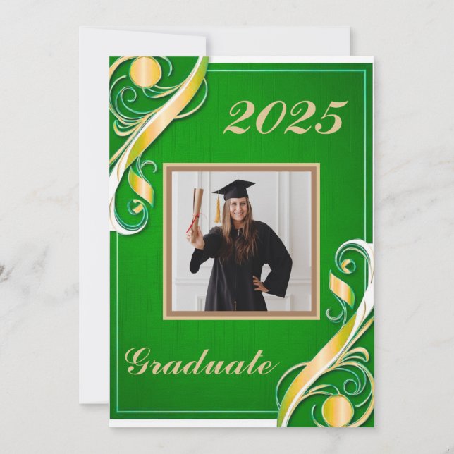 Convites Graduação Verde Dourado Branco (Frente)