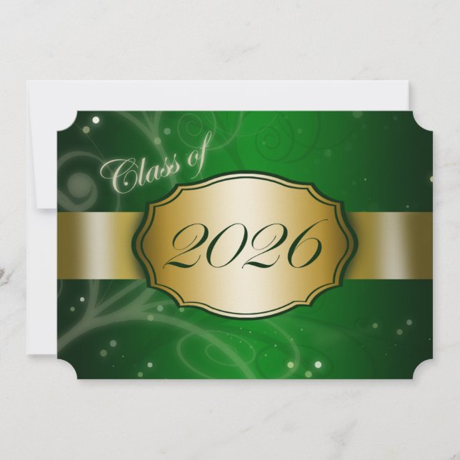 Convites Graduação Verde e Dourado 2026 (Frente)